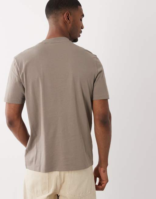 HUGO Red cotton jersey logo print t-shirt in brown, 5 of 5