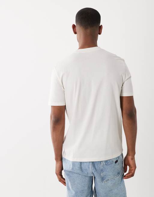 HUGO Red cotton jersey logo print t-shirt in cream, 5 of 5