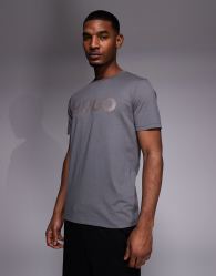 HUGO Red cotton jersey logo print t-shirt in dark grey