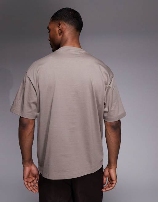 HUGO Red cotton jersey t-shirt with reflective logo in brown, 3 of 5