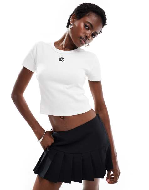 HUGO Red cropped baby t-shirt in white - view 1