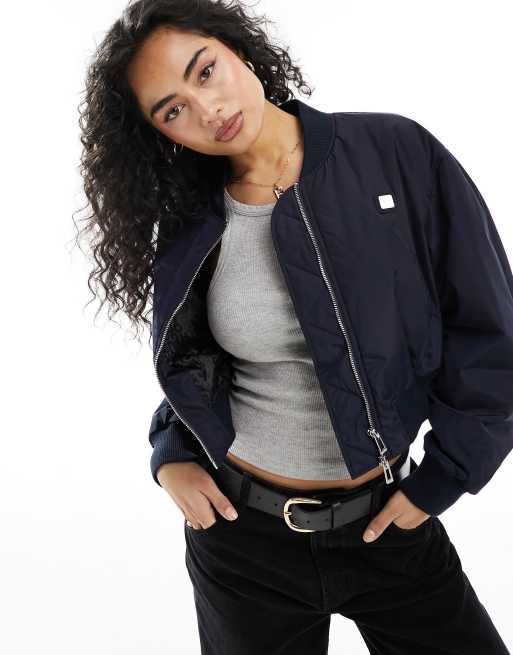 HUGO RED - Cropped bomber-jakke i marineblå