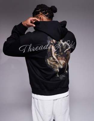 Hugo Red HUGO RED Dabilano back embroidered print oversized hoodie in black