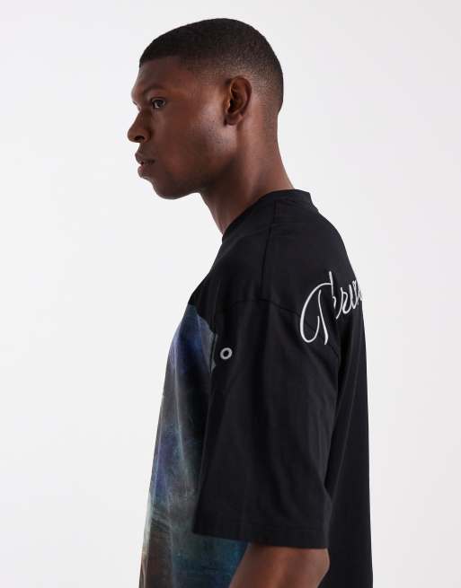 HUGO RED – Dabilo – Oversize-T-Shirt in Schwarz mit Front- und Rückenprint, 4 von 5