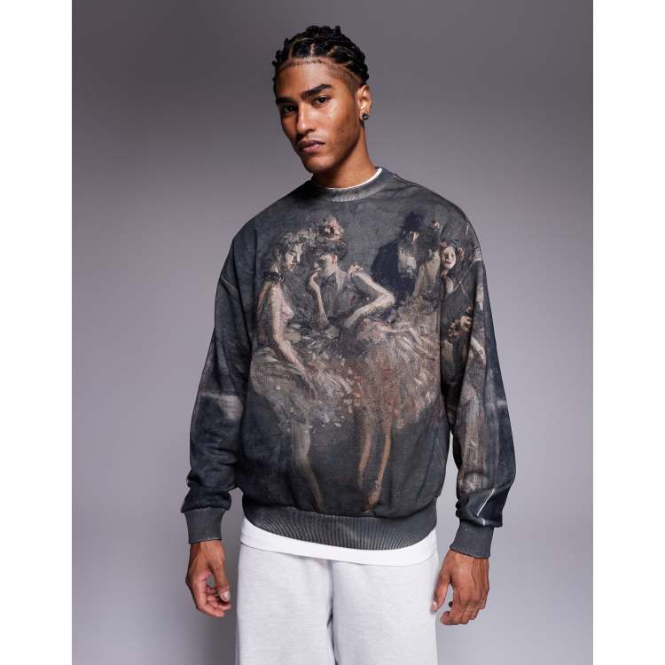 HUGO RED Dabusi all over print oversized sweatshirt in multi | ASOS