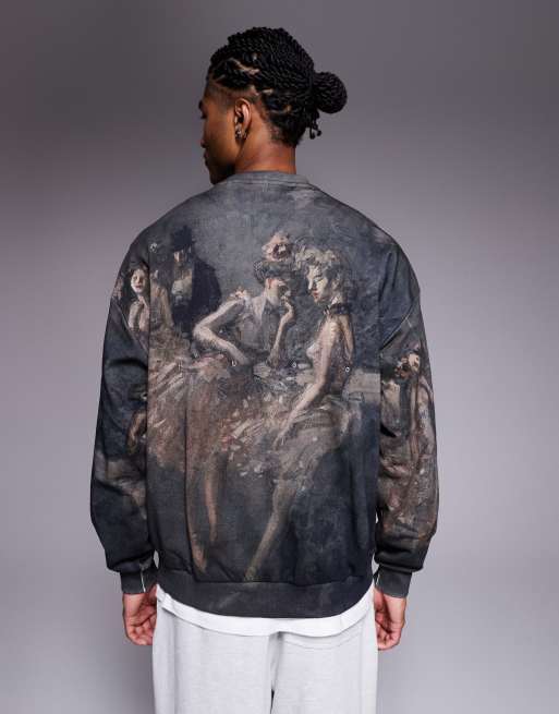 HUGO RED – Dabusi – Flerfärgad sweatshirts i oversize med heltäckande mönster, 3 av 5