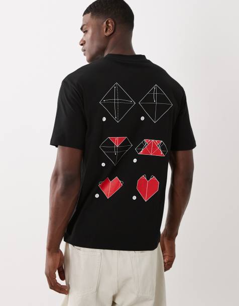 HUGO Red Dalentin relaxed fit heart logo t-shirt in black - view 1