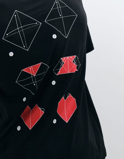 HUGO Red Dalentin relaxed fit heart logo t-shirt in black, 5 of 5