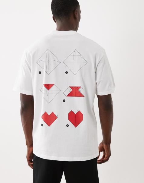 HUGO Red dalentin relaxed fit heart logo T-shirt in white - view 1