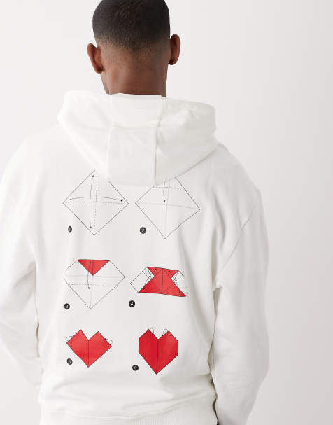 HUGO Red dalentinos heart logo hoodie in white - view 1