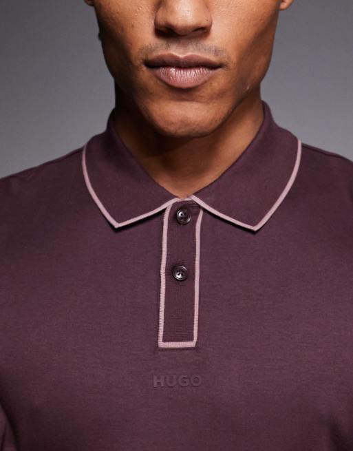 HUGO Red – Dalumo – Bordowa koszulka polo, 5 z 5