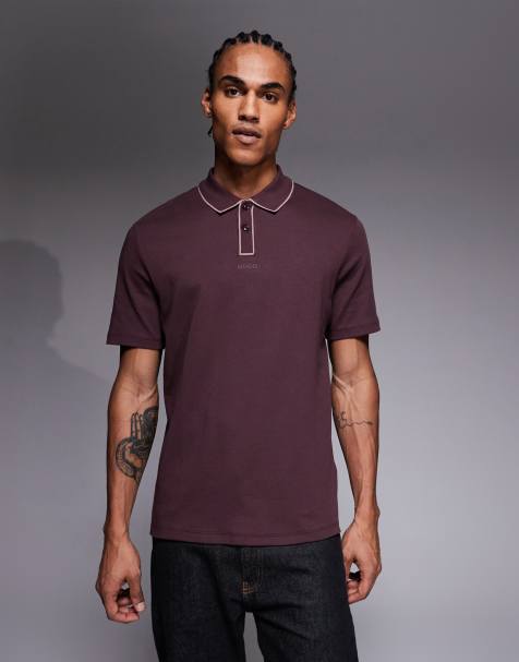 HUGO Red dalumo polo shirt in burgundy