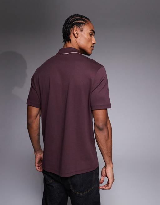 HUGO Red dalumo polo shirt in burgundy, 3 of 5