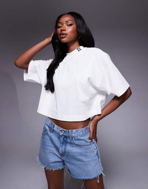 Hugo Red Damelody relaxed fit t-shirt in white with stacked logo - view 1