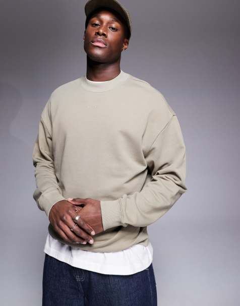 HUGO RED Dapocrew central logo relaxed fit sweatshirt in brown - view 1