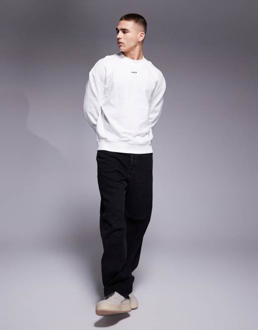 HUGO Red dapocrew relaxed fit sweatshirt in stone, 3 of 4