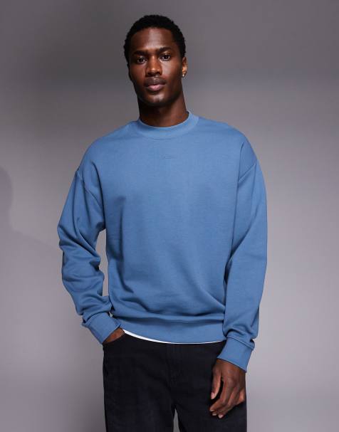 HUGO Red Dapocrew sweatshirt in mid blue - view 1