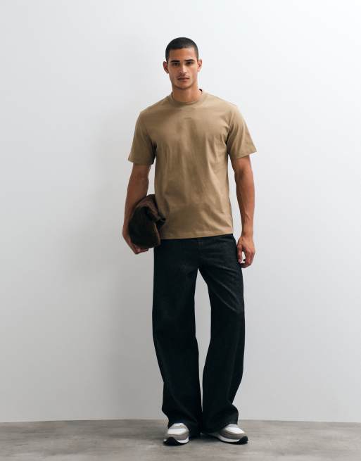 HUGO Red Dapolino t-shirt i beige med avslappnad passform, 2 av 5