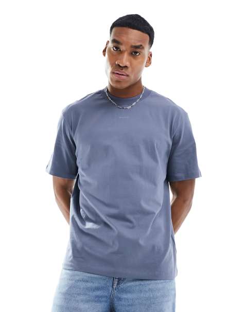 HUGO RED Dapolino tonal logo t-shirt in blue - view 1