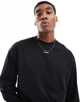 HUGO Red – Daposo – Langärmliges T-Shirt in Schwarz - view 1