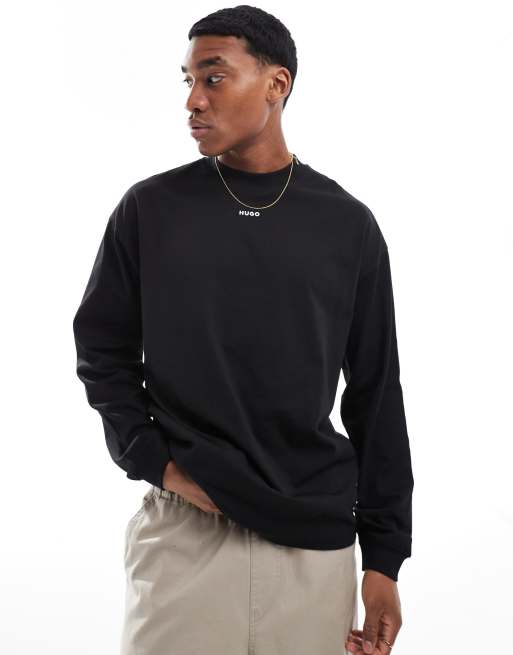 HUGO Red Daposo long sleeve t-shirt in black, 2 of 4