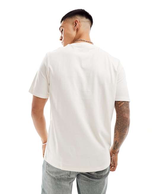 HUGO Red – Daqerio – T-Shirt in gebrochenem Weiß mit Logo-Print, 3 von 4