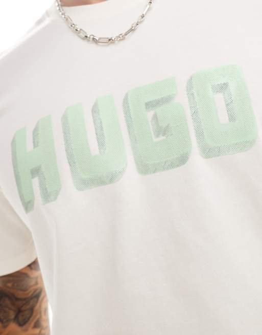 HUGO Red - Daqerio - T-shirt met logoprint in gebroken wit, 4 van 4