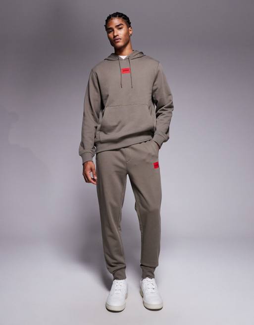 HUGO Red - Daratschi - Hoodie met logo middenvoor in middengrijs, deel van co-ord set, 2 van 5