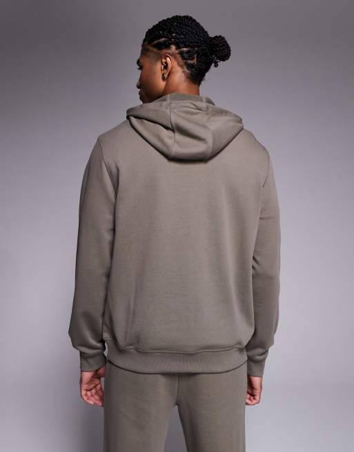 HUGO Red - Daratschi - Hoodie met logo middenvoor in middengrijs, deel van co-ord set, 5 van 5