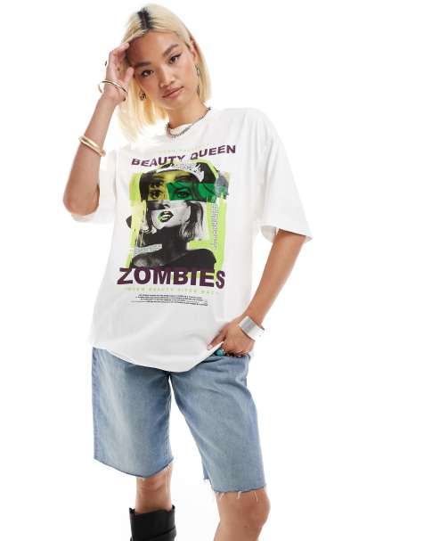 HUGO Red dargex oversized t-shirt in white with poster print - view 1