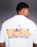 [Hugo Red] HUGO RED Dartiee oranges back print oversized fit t-shirt in off white M off white