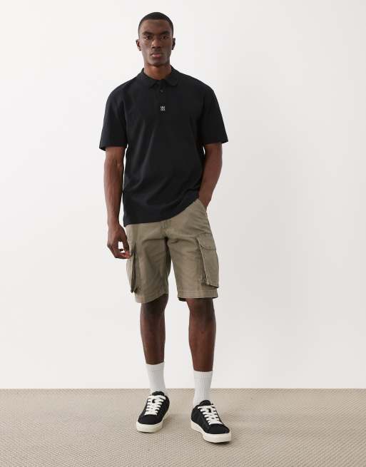 HUGO Red Deabono logo detail polo shirt in black, 2 of 5