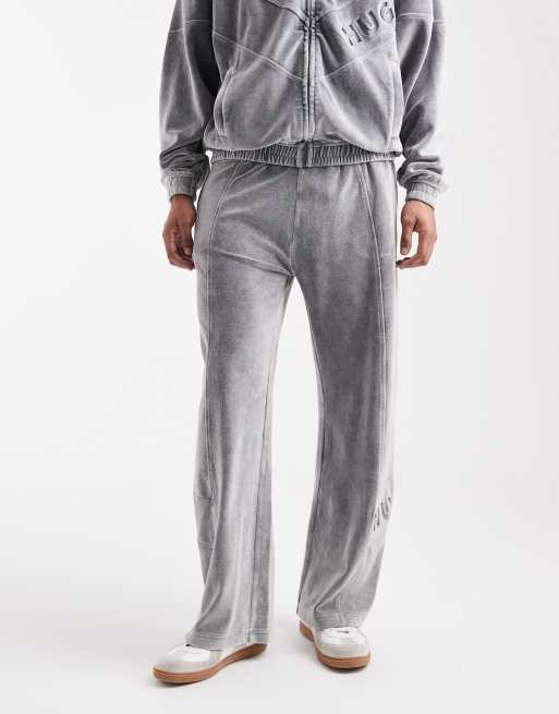 HUGO Red - Delsoni - Pantaloni sportivi antracite oversize lavaggio acido in coordinato, 1 di 5