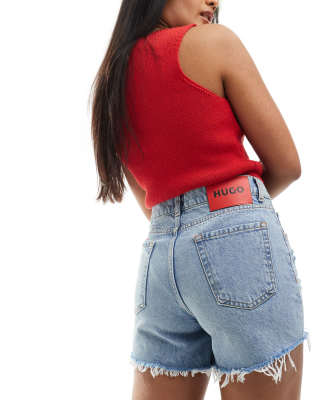 Hugo Red HUGO RED denim shorts in light wash-Blue