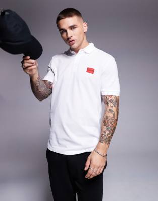 Hugo Red HUGO Red dereso badge logo polo in white