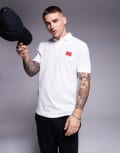 [Hugo Red] HUGO Red Dereso badge logo polo in white XL White
