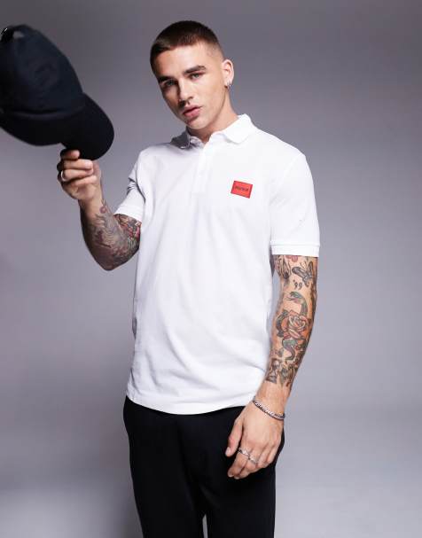 HUGO Red – Dereso – Biała koszulka polo z naszywką z logo - view 1