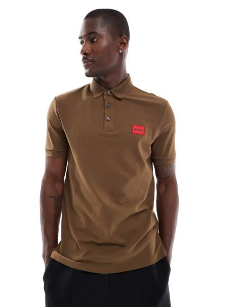 Hugo Red Dereso polo shirt in brown