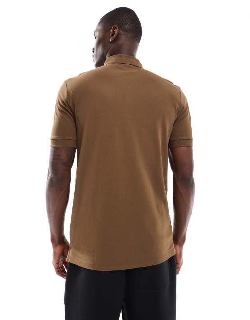 HUGO Red Dereso polo shirt in brown, 2 of 4