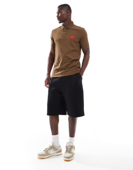 HUGO Red Dereso polo shirt in brown, 3 of 4