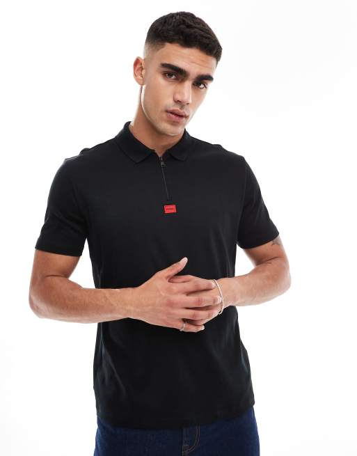 HUGO Red - Deresom - Poloshirt in zwart