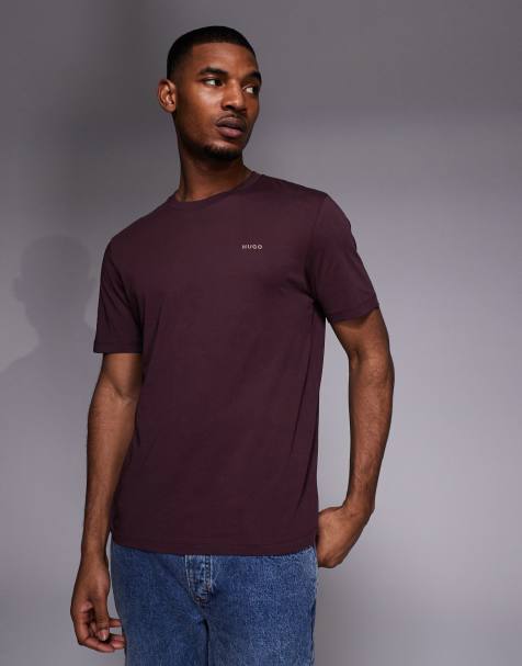 HUGO Red - Dero - T-shirt bordeaux chiaro con logo tono su tono - view 1