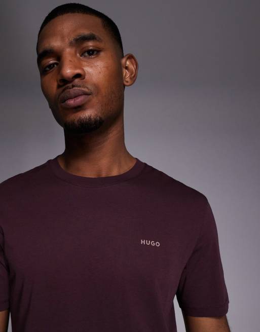 HUGO Red Dero tonal logo t-shirt in light burgundy, 5 of 5