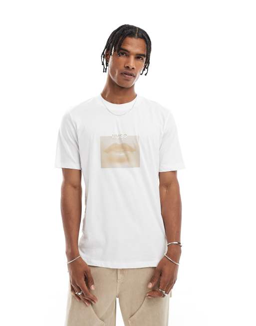 HUGO Red – Deterni – Biały T-shirt z nadrukiem, 3 z 4