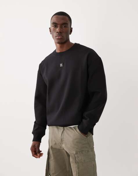HUGO Red dettil logo detail sweatshirt in black - view 1