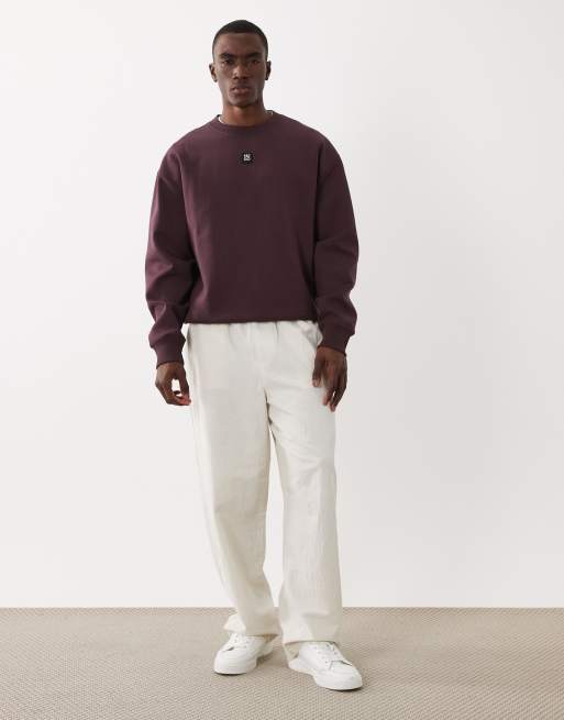 HUGO Red Dettil logo detail sweatshirt in burgundy, 2 of 5