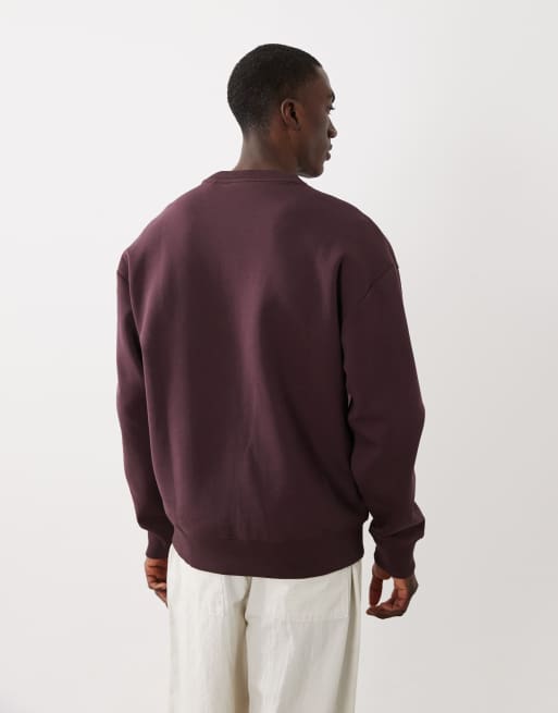 HUGO Red Dettil logo detail sweatshirt in burgundy, 5 of 5