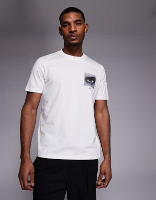 HUGO Red - Deyss - T-shirt coupe classique à imprimé graphique - Blanc