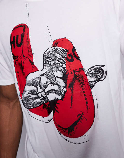 Hugo Red - Diboxer - T-shirt à motif graphique - Blanc, 5 de 5