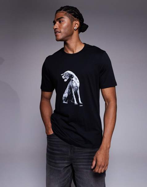 HUGO Red - Didug - T-shirt nera con stampa del logo e di cane - view 1